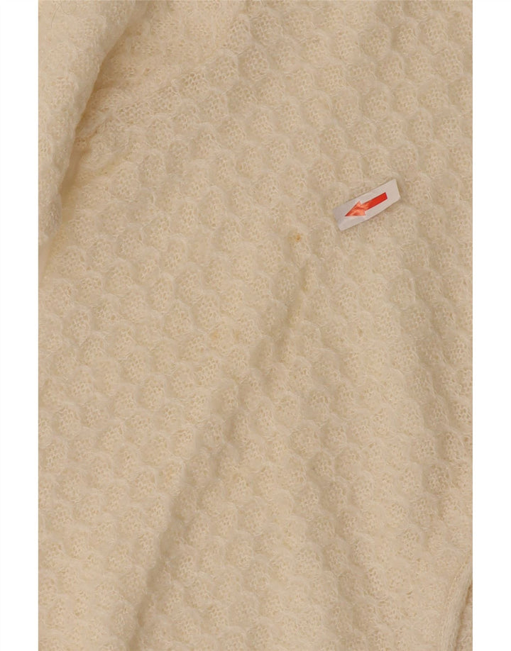 Maglione cardigan da donna vintage UK 10 piccolo bianco sporco