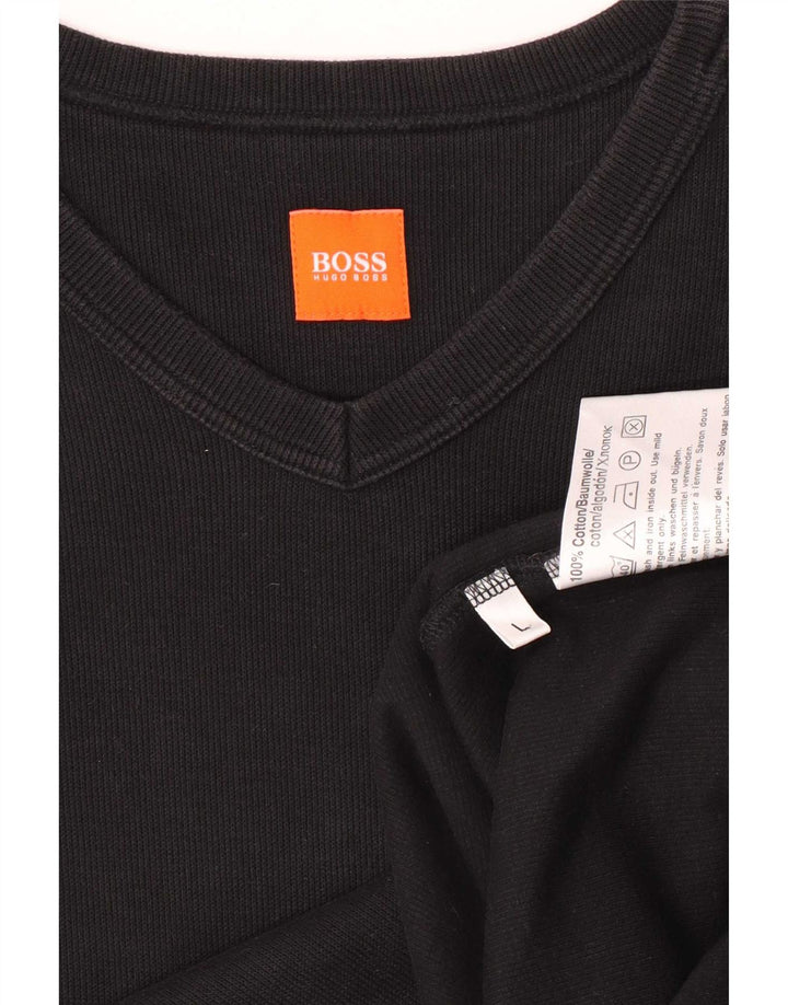 Hugo Boss Top da uomo a manica lunga grande in cotone nero