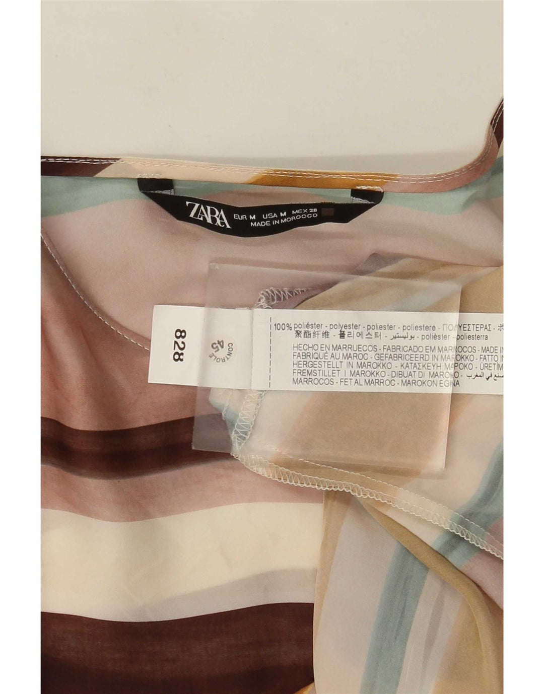 Top Zara a maniche lunghe da donna, UK 12, a righe multicolori medie