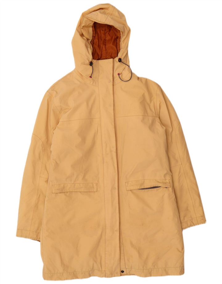 Soprabito vintage da donna con cappuccio IT 46 grande nylon giallo