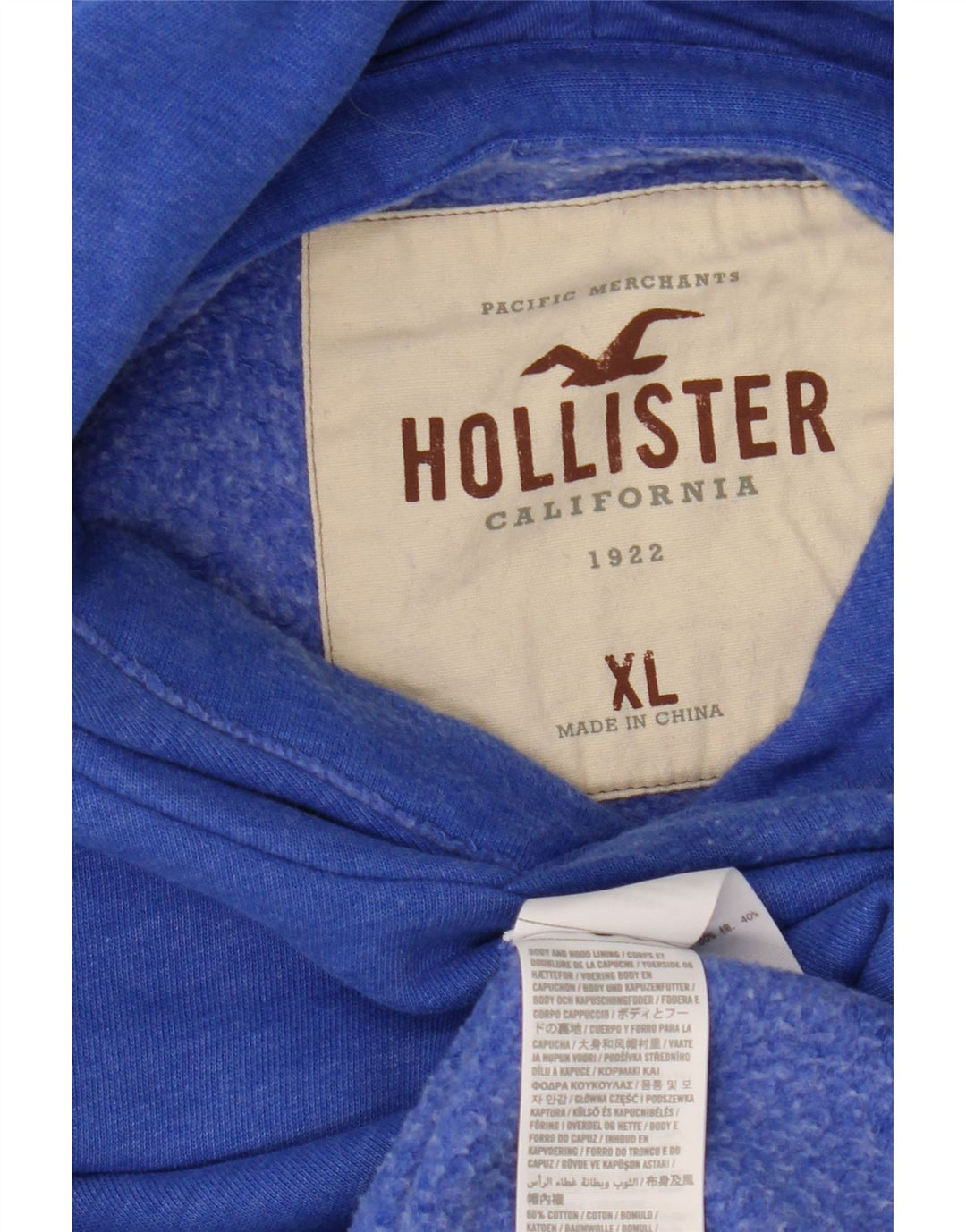 Felpa con cappuccio da uomo HOLLISTER XL in cotone blu