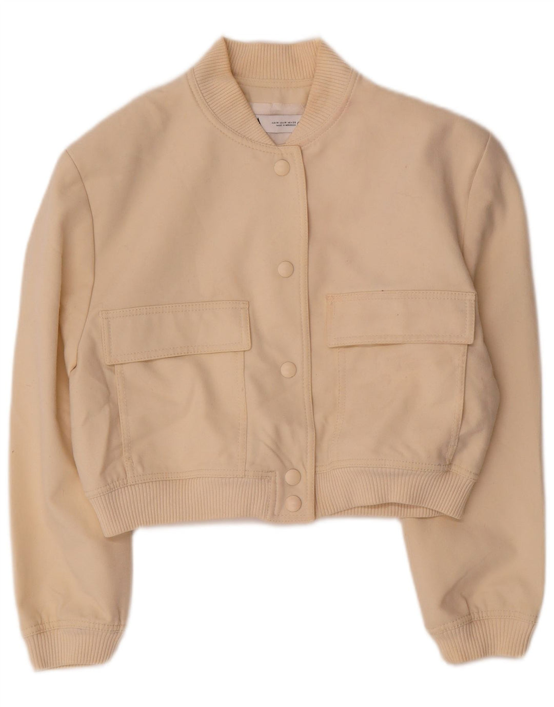 Giubbotto bomber corto da donna Zara UK 14 Viscosa beige medio