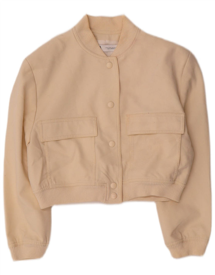 Giubbotto bomber corto da donna Zara UK 14 Viscosa beige medio