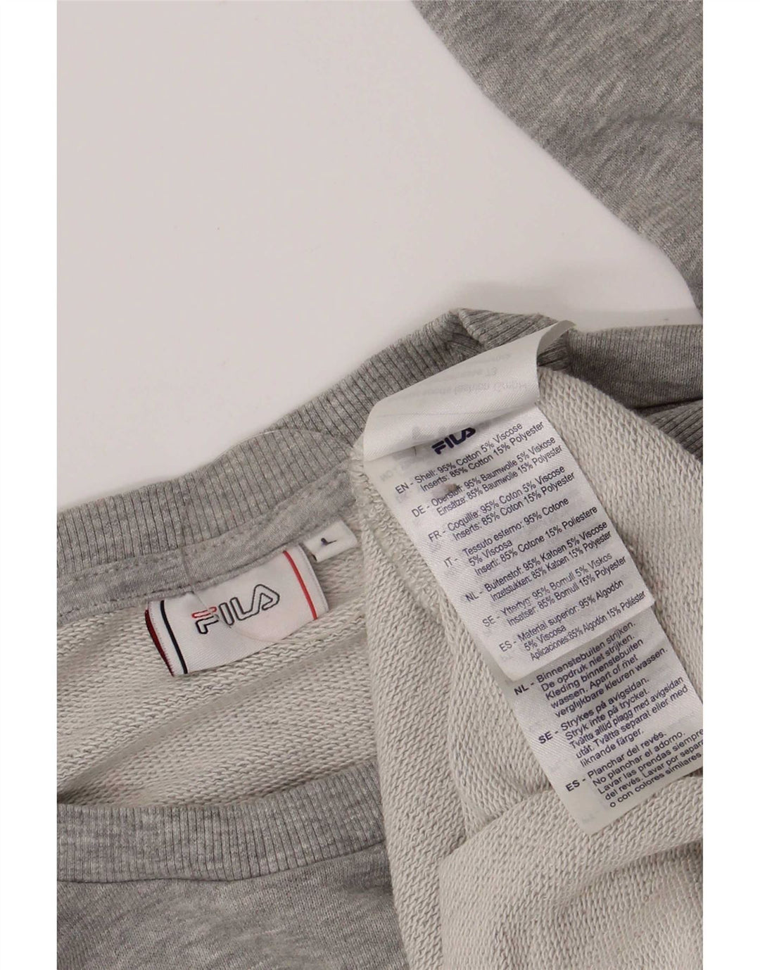 Felpa grafica da uomo Fila Maglione grande in cotone color block grigio