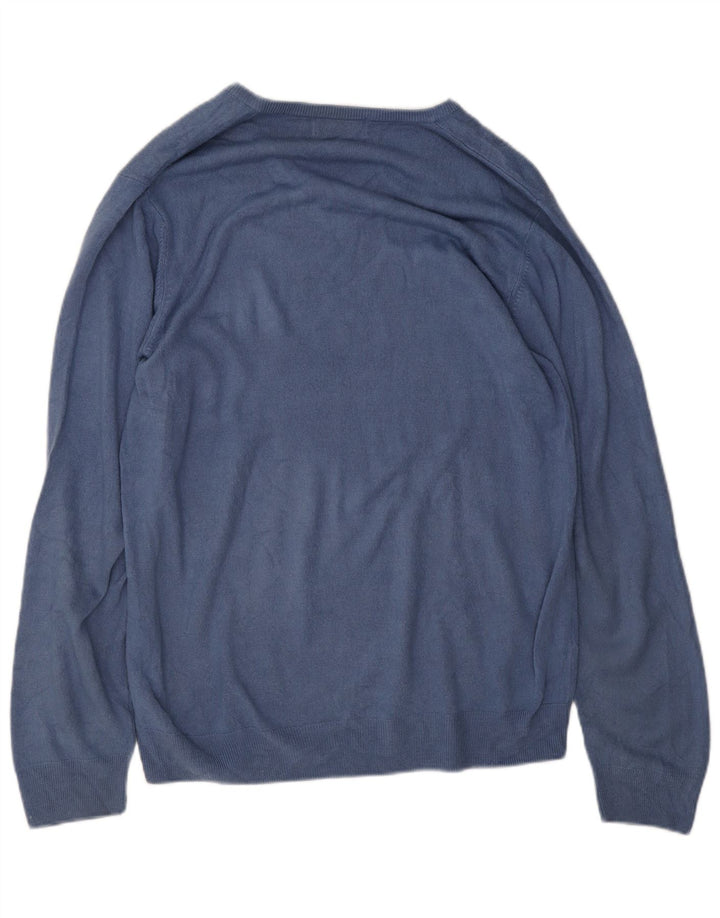 Maglione da uomo Marks & Spencer Blue Harbour con scollo a V grande blu navy