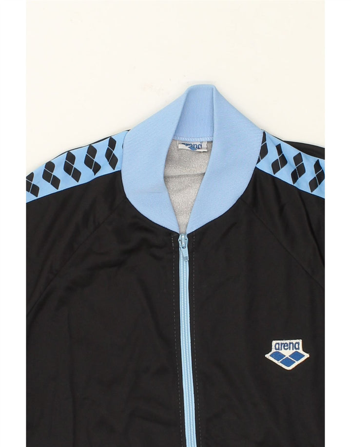 ARENA Mens Graphic Tracksuit Top Jacket Medium Black Colourblock Vintage Arena and Second-Hand Arena from Messina Hembry 