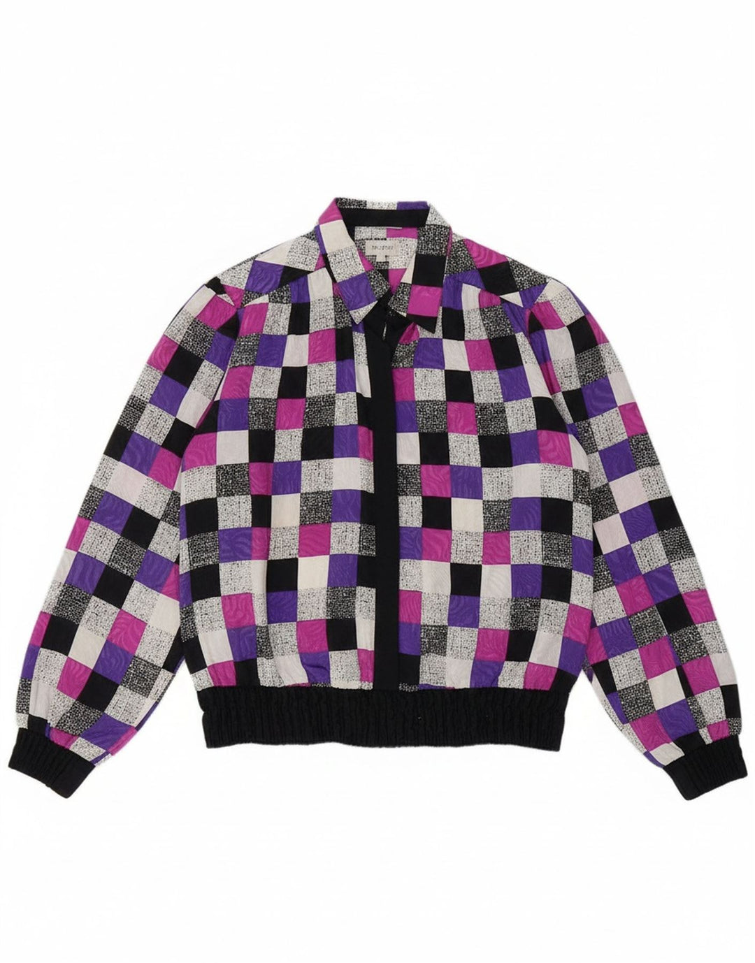VINTAGE Womens Long Sleeve Blouse Top UK 16 Large Multicoloured Geometric