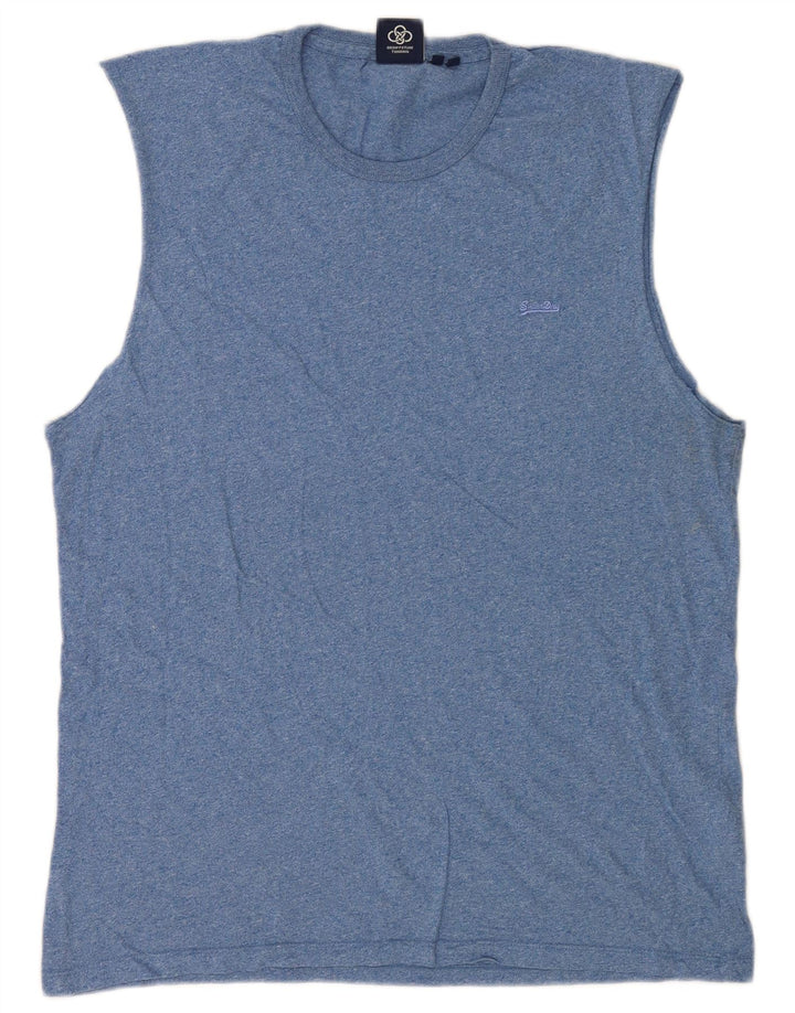 Canotta da uomo Superdry XL in cotone chiazzato blu