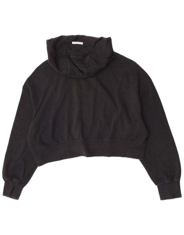 Maglione con cappuccio e zip corta Nike da donna UK 14 cotone nero medio