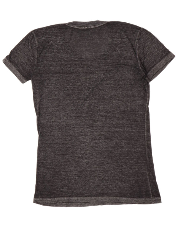 T-shirt grafica da donna Hard Rock Cafe UK 10 piccolo cotone chiazzato grigio