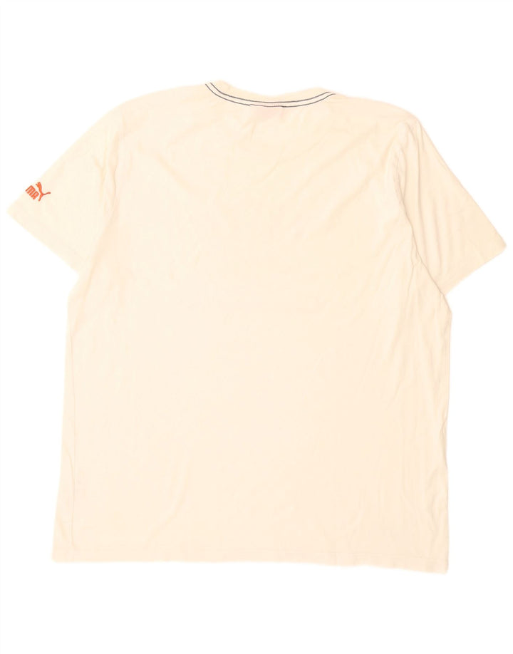 T-shirt grafica da uomo Puma Top XL in cotone bianco sporco