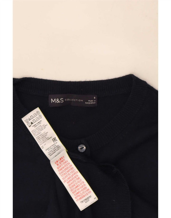 Maglione cardigan da donna Marks & Spencer UK 8 piccolo in viscosa blu navy