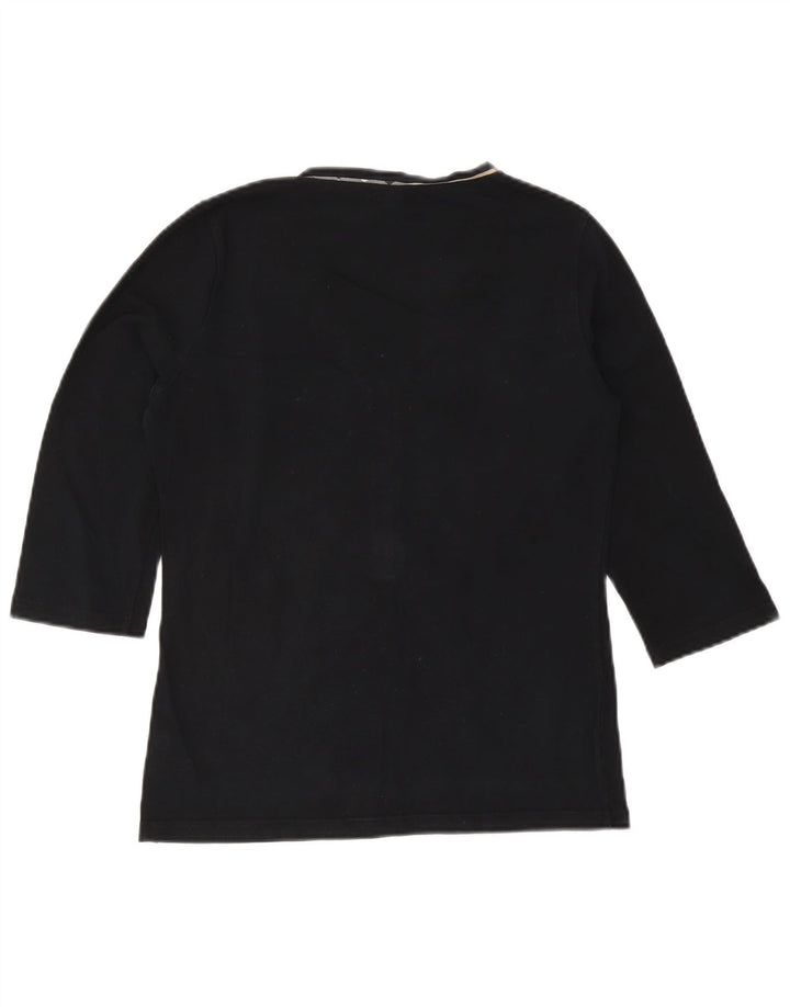 Top da donna Burberry manica 3/4 UK 14 grande nero