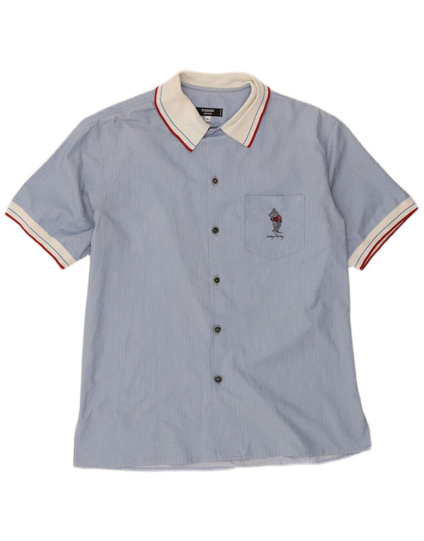 Camicia a maniche corte da uomo Iceberg XL in cotone gessato blu