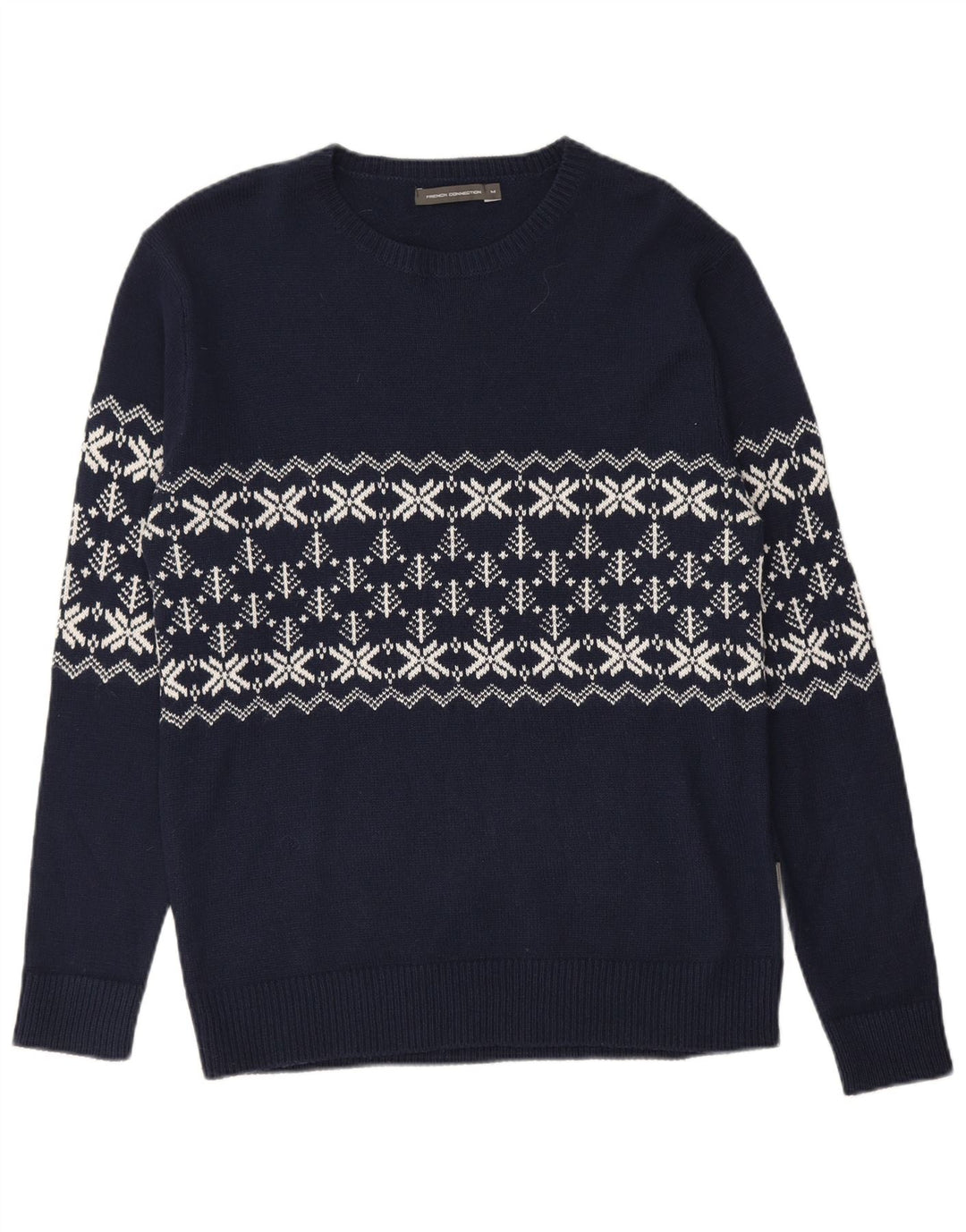 FRENCH CONNECTION Maglione da uomo girocollo maglione medio blu navy Fair Isle