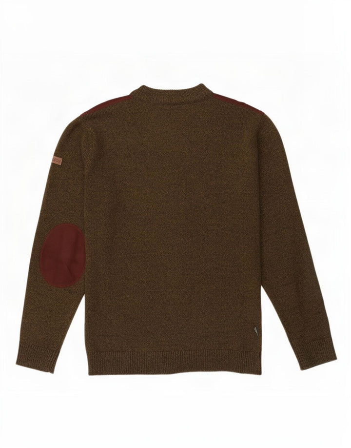 Maglione girocollo da uomo Percussion, grande, color kaki, in acrilico color block