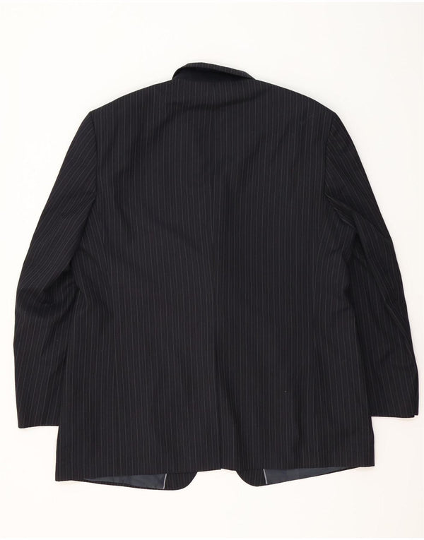 Giacca blazer a 3 bottoni da uomo Marks & Spencer UK 48 2XL Gessato blu navy