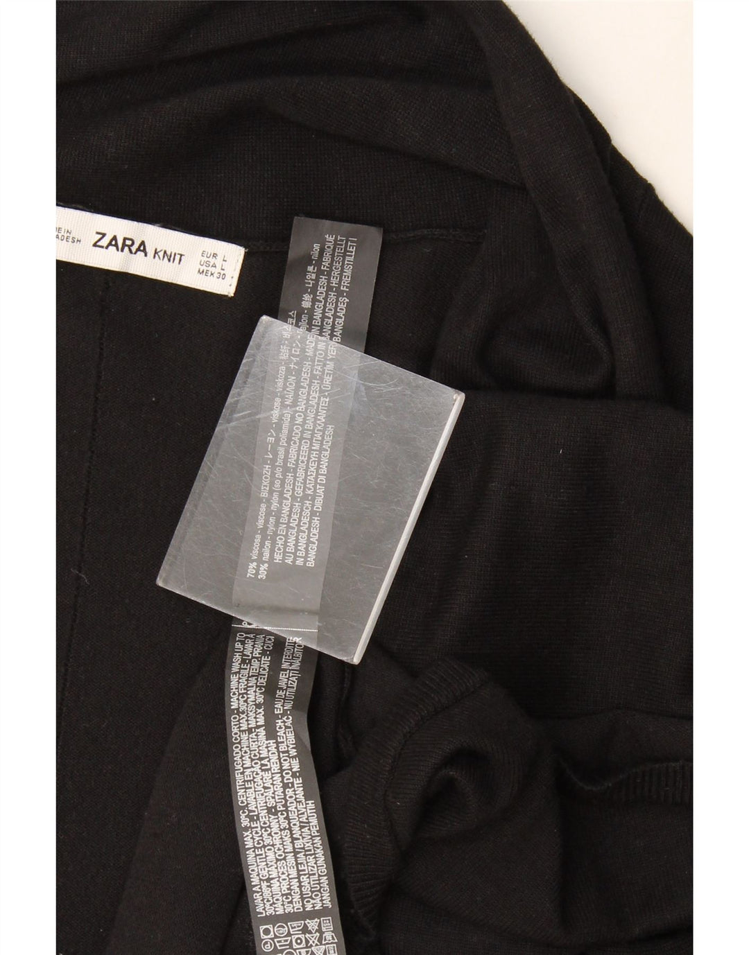 Maglione cardigan aperto da donna Zara UK 14 grande viscosa nera