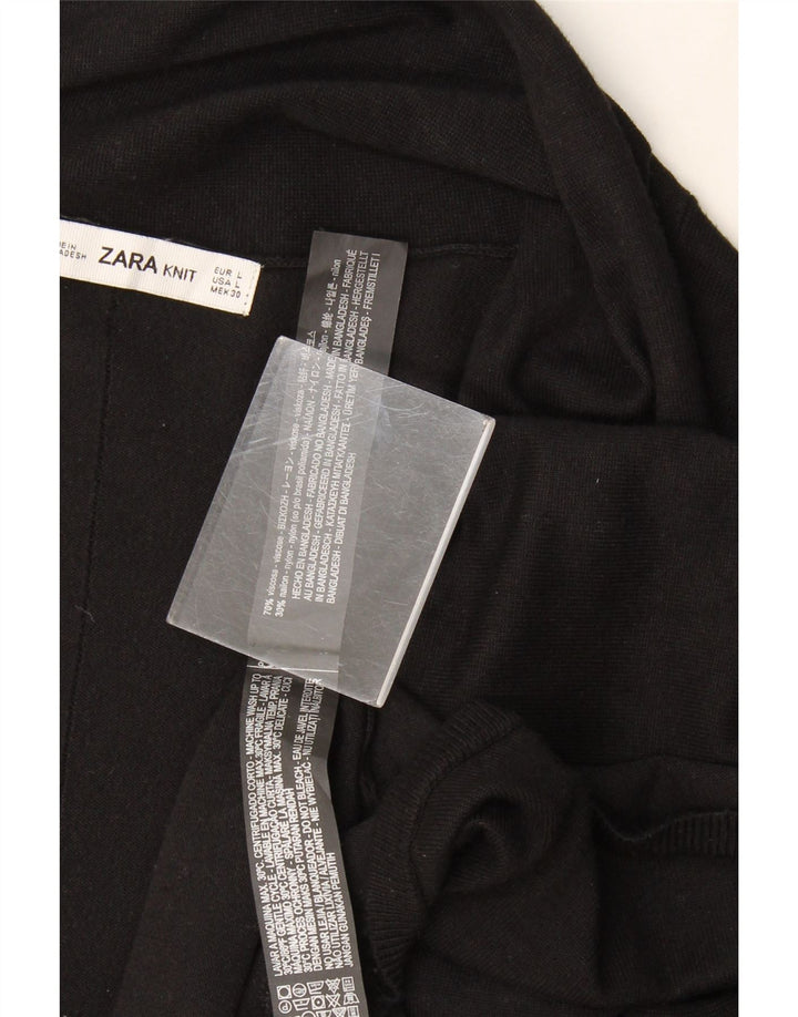 Maglione cardigan aperto da donna Zara UK 14 grande viscosa nera