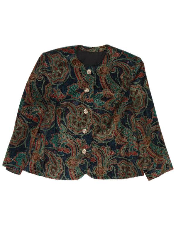 Giacca blazer vintage da donna con maniche a 3/4 UK 14 Paisley medio multicolore