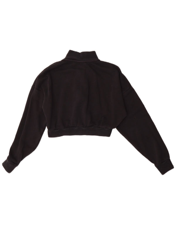 Felpa Nike da donna oversize con collo corto e zip, maglione UK 6 XS, cotone nero