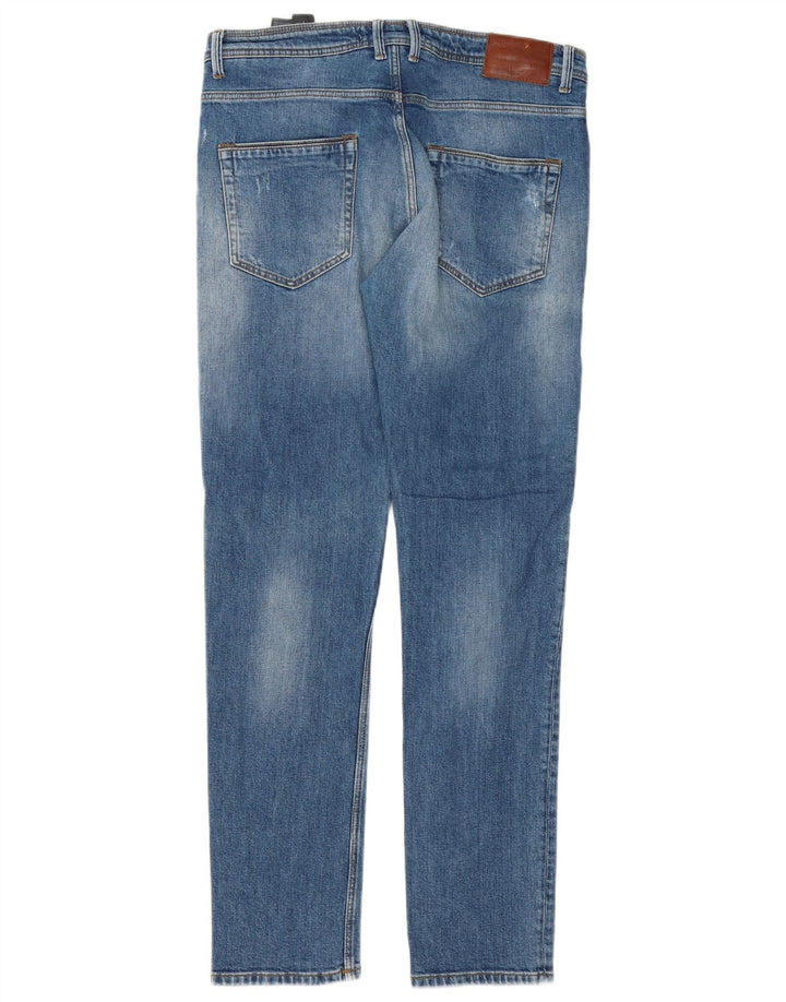Jeans slim da uomo Zara EU 42 Large W32 L32 Blu