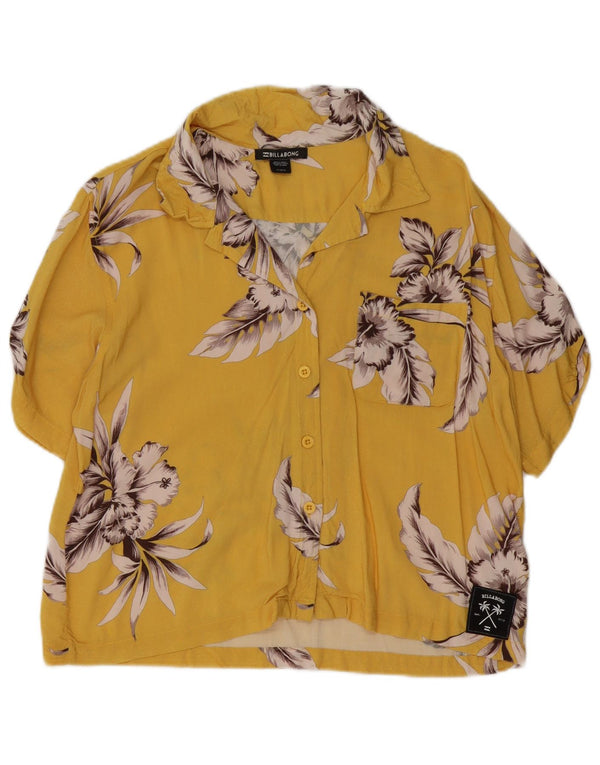 Camicia a maniche corte da donna Billabong UK 14 Cotone floreale giallo medio