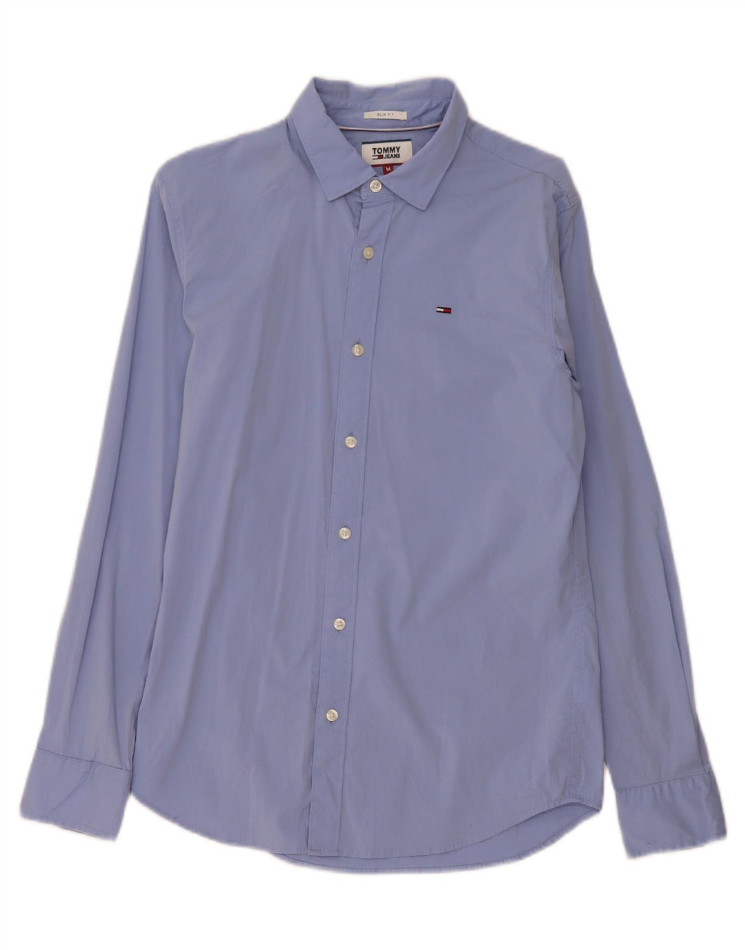 Camicia slim fit da uomo Tommy Hilfiger in cotone blu medio