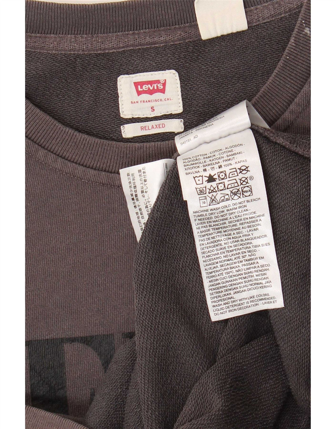 Levi's Uomo Felpa con grafica rilassata Maglione piccolo cotone grigio