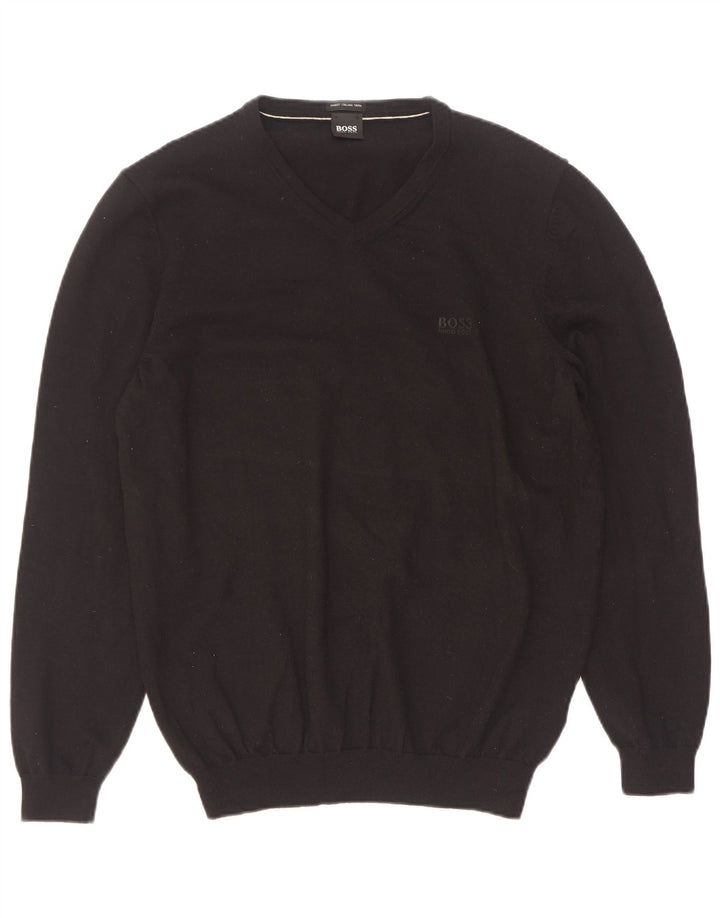 Maglione Hugo Boss da uomo con scollo a V XL in lana vergine nera
