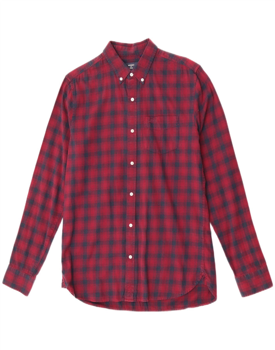 Camicia da uomo in flanella Superdry in cotone a quadri bordeaux medio