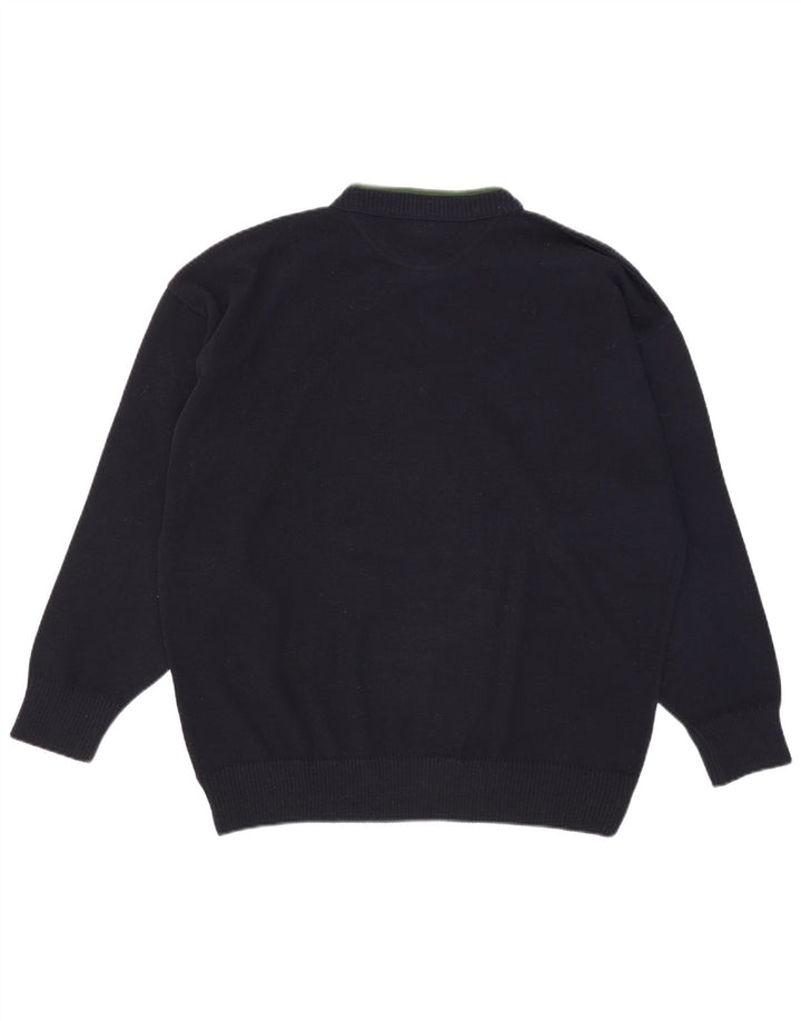 Maglione maglione girocollo con grafica da uomo di Alexander 2XL lana blu navy