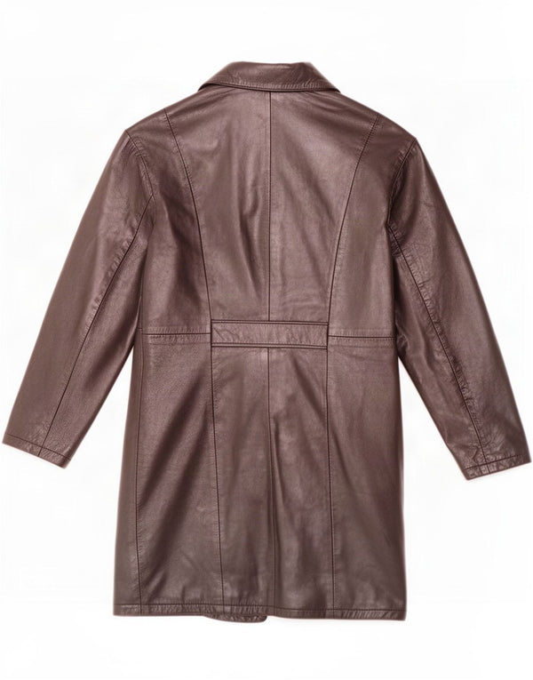 Cappotto in pelle vintage da donna UK 14 medio nero