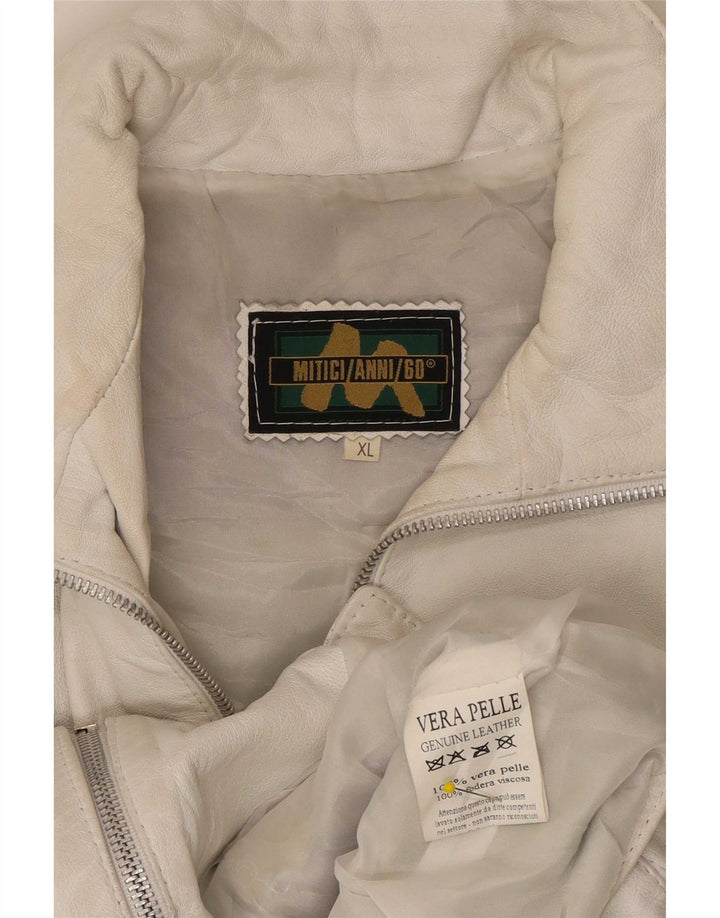 Giacca da motociclista in pelle da donna Mitici Anni UK 18 XL Bianca