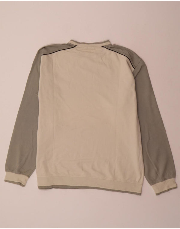 Felpa ASICS da uomo, maglione 2XL, cotone color block bianco sporco