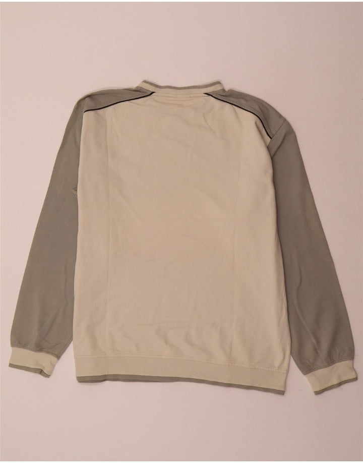 Felpa ASICS da uomo, maglione 2XL, cotone color block bianco sporco