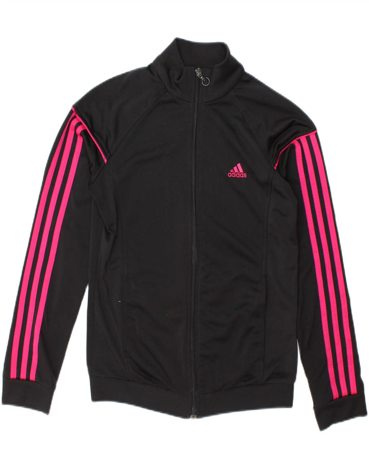 Giacca da ginnastica grafica da donna Adidas UK 8/10 piccola poliestere nero