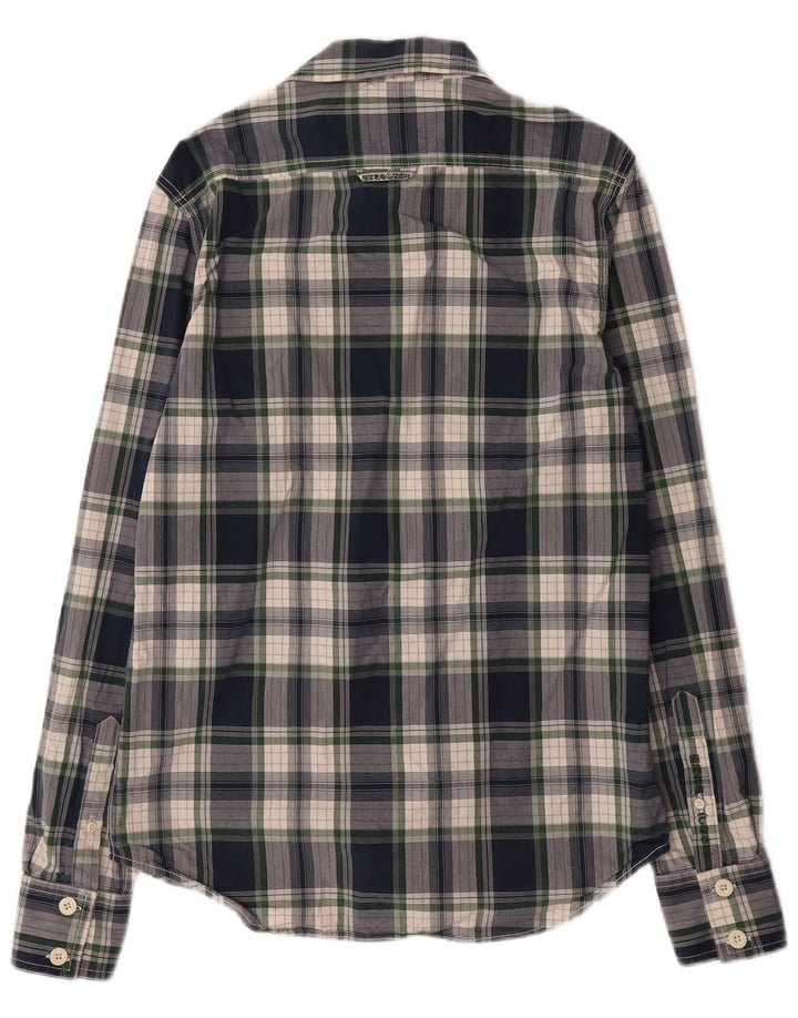 Camicia da uomo SUPERDRY grande cotone a quadri blu navy