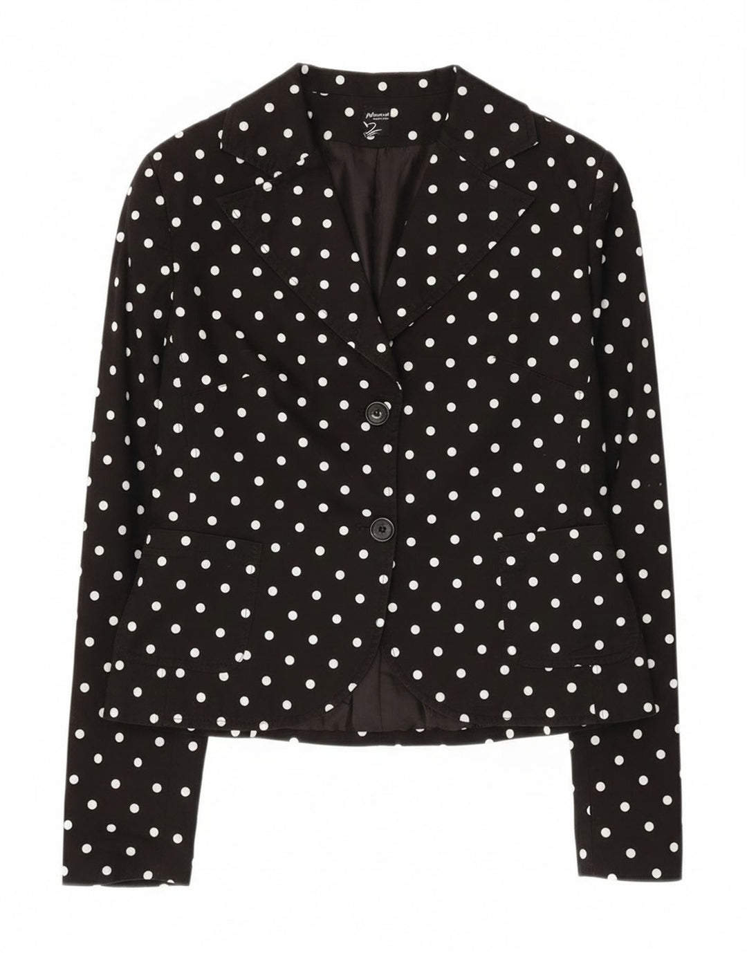 Giacca blazer da donna a 2 bottoni Phard UK 12 cotone medio a pois nero