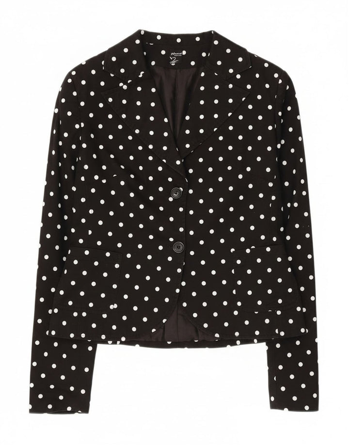 Giacca blazer da donna a 2 bottoni Phard UK 12 cotone medio a pois nero