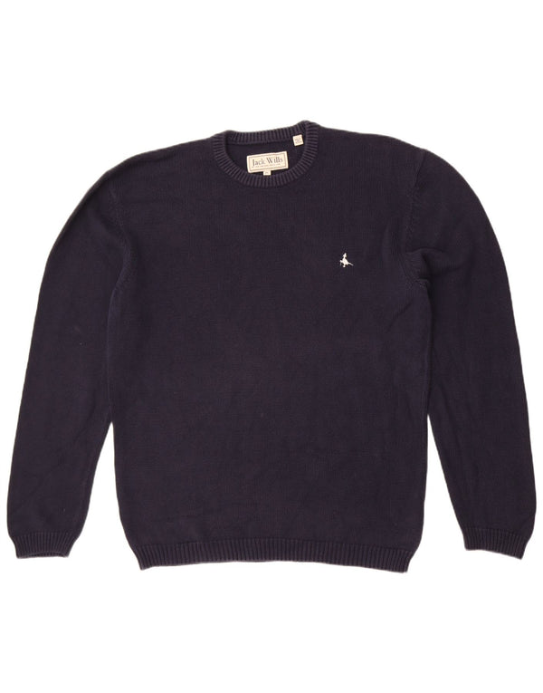Jack Wills Mens Relaxed Fit Crew Neck Jumper Sweater XL Navy Blue Cotton