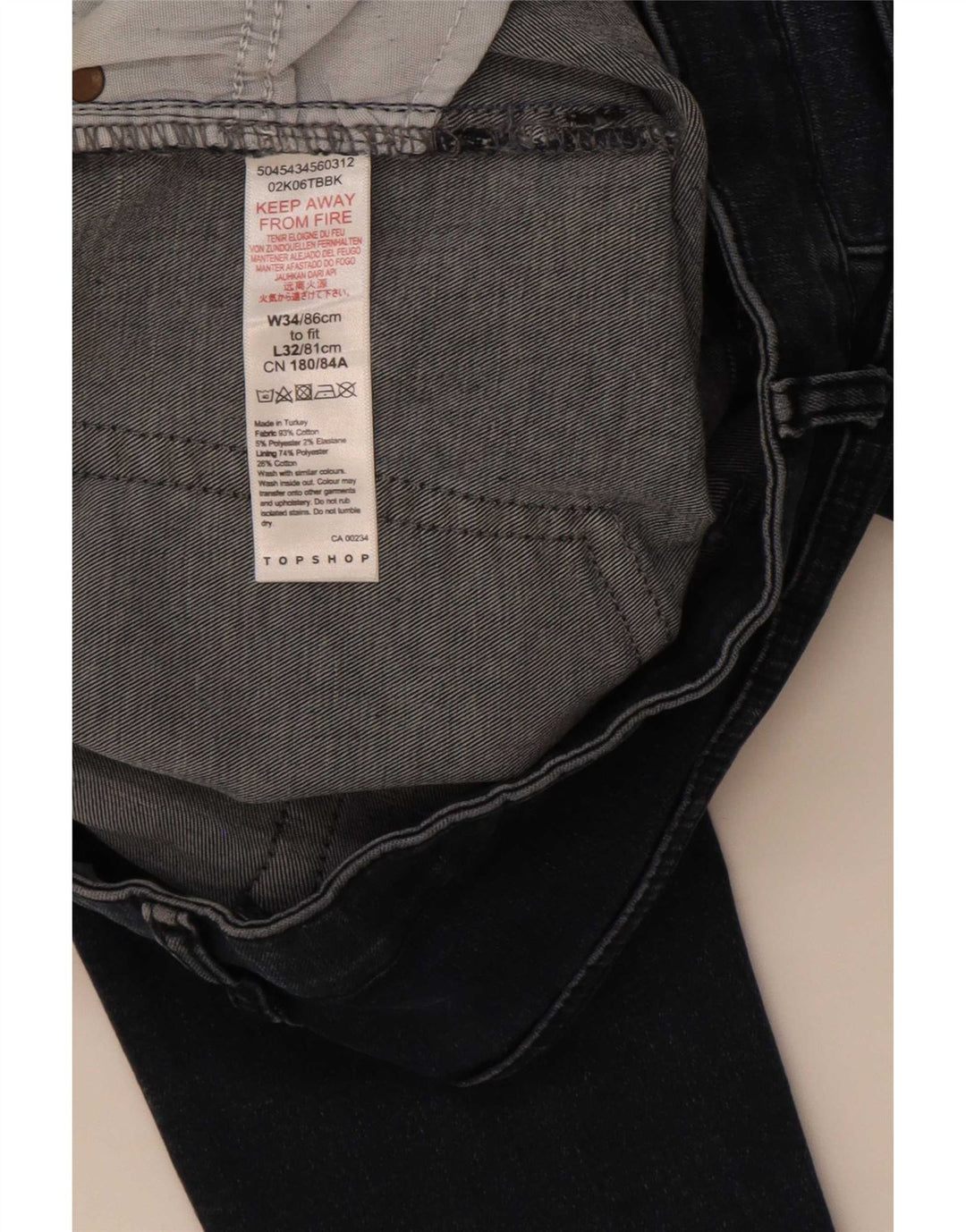 Jeans skinny da donna Topshop W34 L32 poliestere blu navy