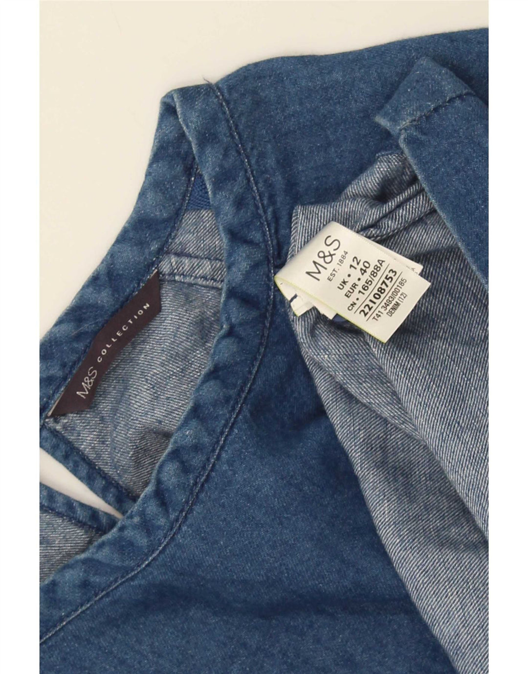 Top in camicetta di jeans da donna Marks & Spencer UK 12 Cotone blu medio
