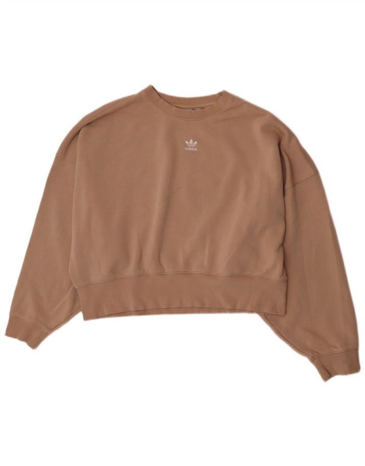 Felpa oversize corta Adidas da donna, maglione, UK 10, piccola, beige