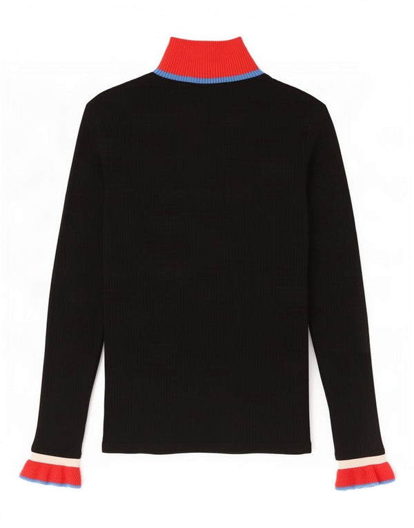Top Zara da donna a maniche lunghe UK 12 viscosa color block medio nero
