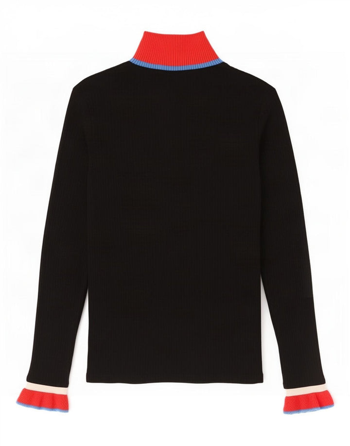 Top Zara da donna a maniche lunghe UK 12 viscosa color block medio nero