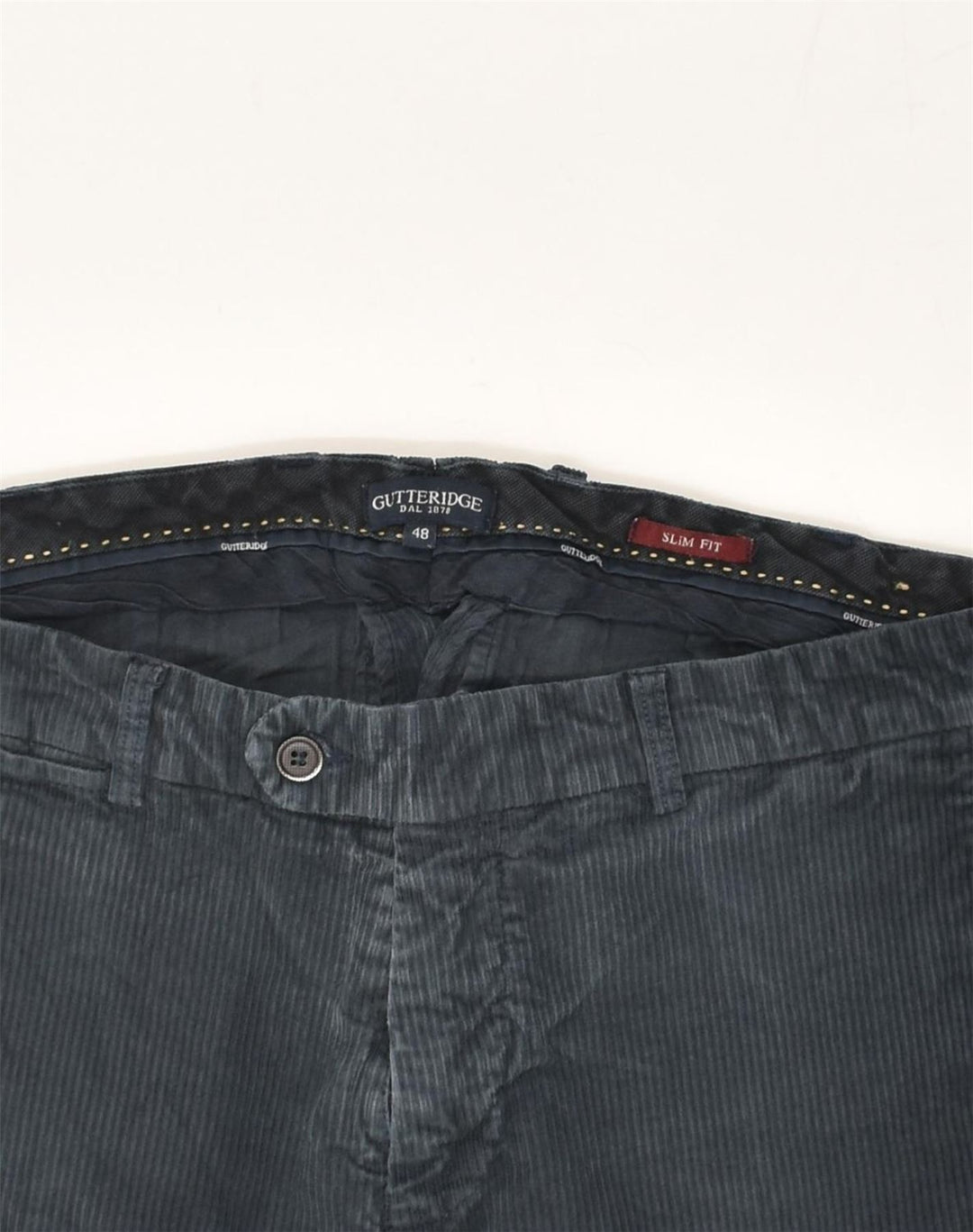 Pantaloni da uomo slim fit in velluto a coste GUTTERIDGE IT 48 medio W32 L30 blu navy