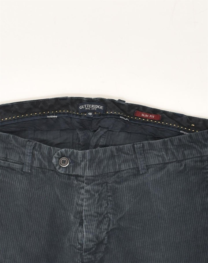 Pantaloni da uomo slim fit in velluto a coste GUTTERIDGE IT 48 medio W32 L30 blu navy