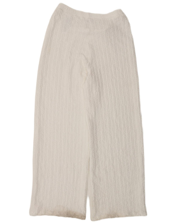 Pantaloni casual a gamba larga da donna Marks & Spencer UK 12 Medium W30 L32 Bianco