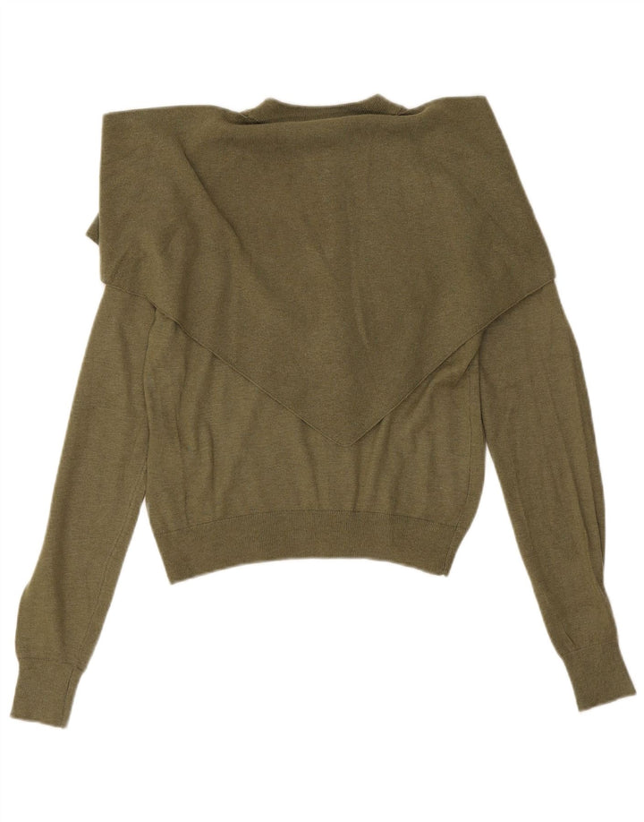 Maglione cardigan corto da donna Zara UK 10 piccolo kaki poliammide